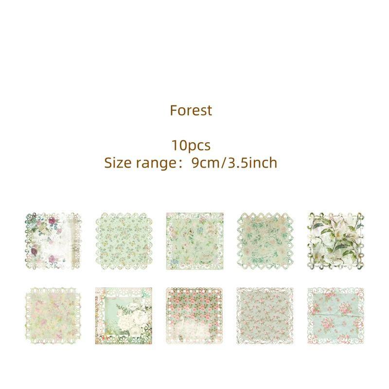 Vintage Hollow Lace Design Material Paper, 10pcs set Scrapbooking & Stamping Paper, DIY Decorative Paper for Scrapbooking & Journal Making