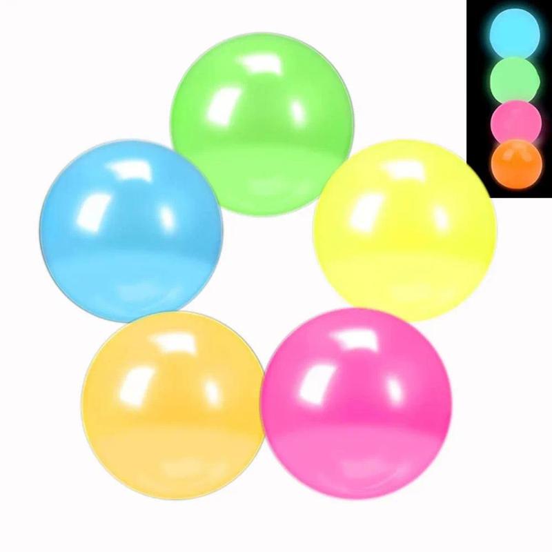 4PC Luminous Sticky Ball Glow in The Dark Ball Throwing Indoor Decompression Sticky Balls Target Ball Kids Sticky Balls