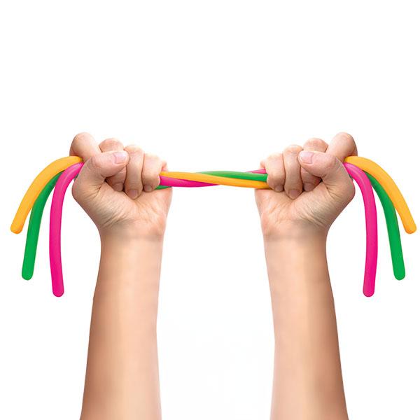 NeeDoh Noodlies - 5 Stretchy Florescent Toy Noodles for Sensory Play - Age 3+