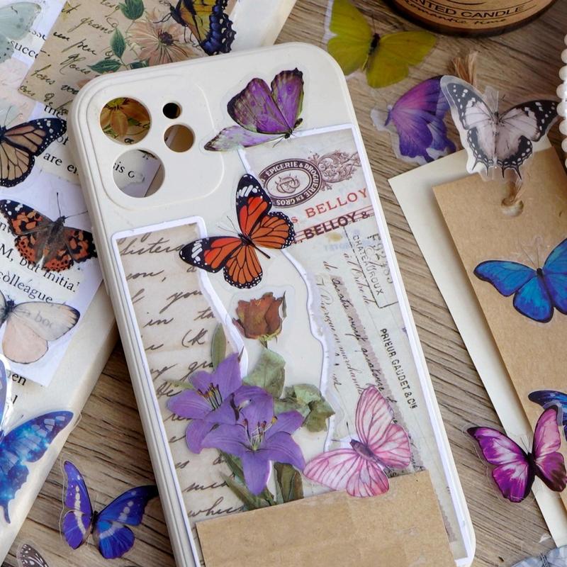 6 Packs Butterfly Garden Series Sticker, PVC Waterproof Sticker, Creative Multi-purpose Sticker For DIY Scrapbook, Phone & Laptop Decoration