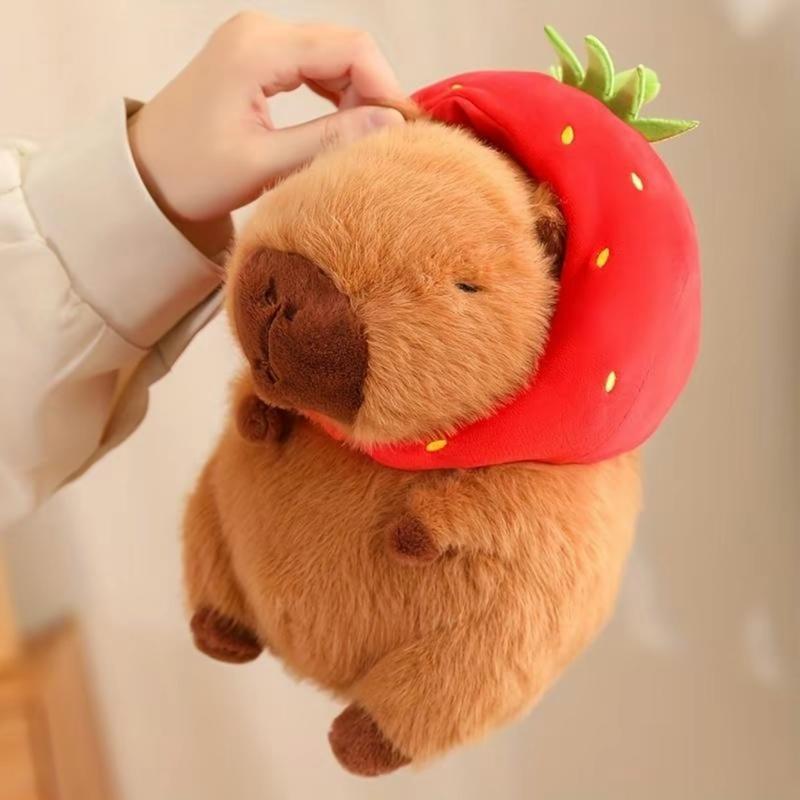 Strawberry Capybara Plush Toy, Summer Gifts, Cute Capybara Anime Fluffy Toy, Creative Birthday and Holiday Gift Options, Room Decor, Thanksgiving, Chrismats Gift Set