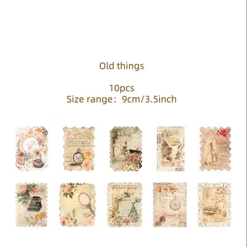 Vintage Hollow Lace Design Material Paper, 10pcs set Scrapbooking & Stamping Paper, DIY Decorative Paper for Scrapbooking & Journal Making