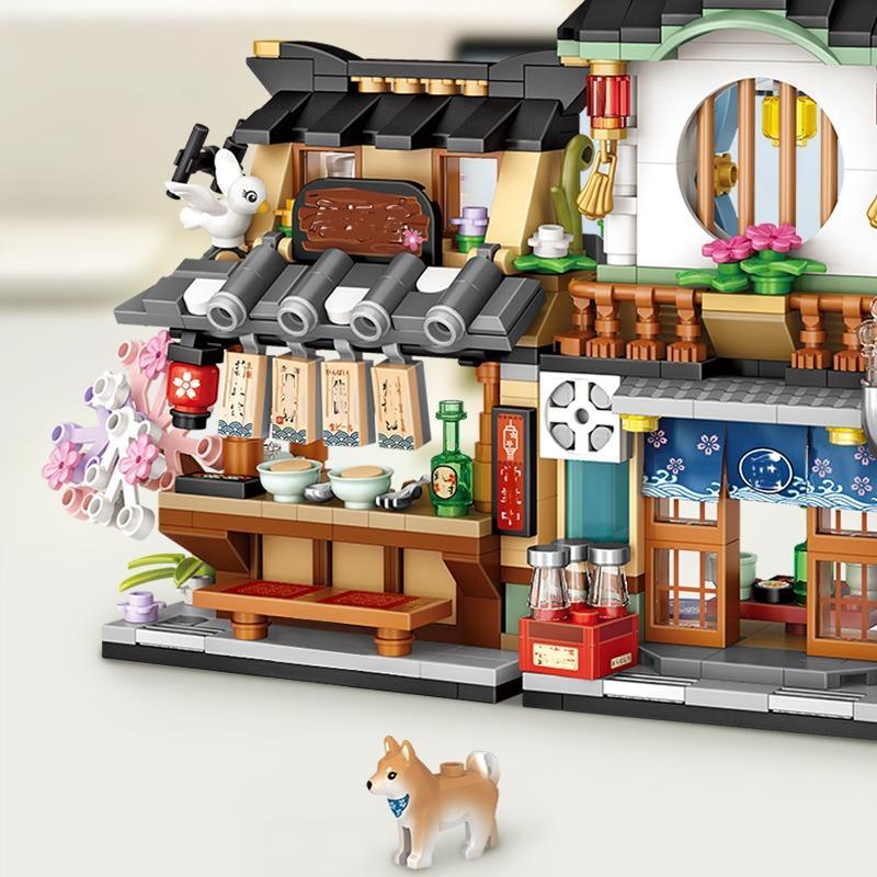 Japanese Restaurant Building Blocks Set, 789pcs set Creative Building A House DIY Building Blocks Toy for Home Desktop Decoration, Fidget Toys