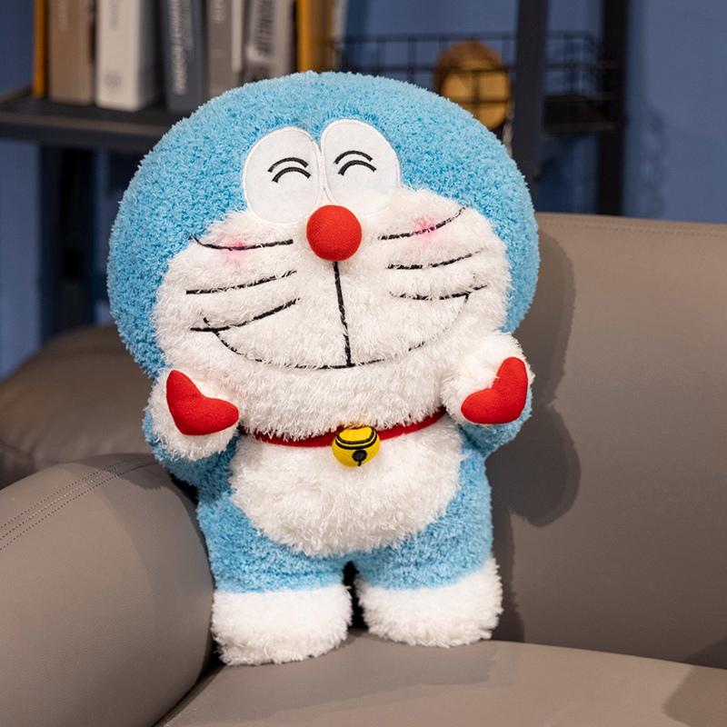 40cm Cute Doraemon Hand Heart Plush Toy Cuddly Pillow Fluffy Smiling Doraemon Plushies Lovely Kawaii Doll Xmas Gifts Girl