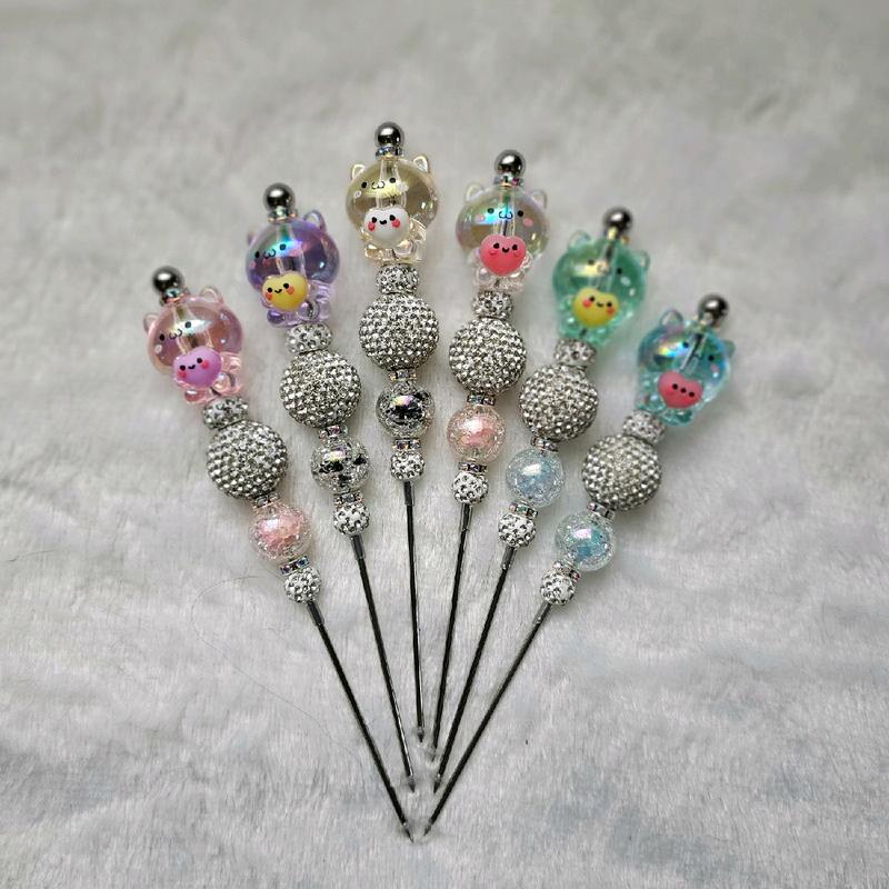 Multifunctional Handmade Stainless Steel Beaded Weeding Crafters Tool Rainbow Heart Cat Vinyl Weeding Sribe Pokey Tool