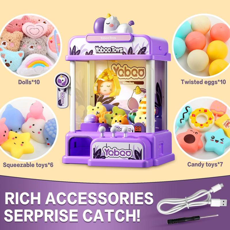 Claw Machine for Kids, Unicorns Toys for Girls 4-6, Mini Arcade Vending Machine with Toys Refill Inside, Kids Claw Machine Prizes Dispenser, Christmas Birthday Gifts for Kids Girls 3-5 6-8 8-12