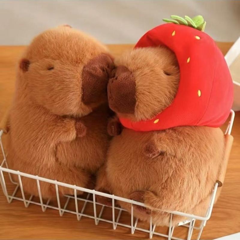 Strawberry Capybara Plush Toy, Summer Gifts, Cute Capybara Anime Fluffy Toy, Creative Birthday and Holiday Gift Options, Room Decor, Thanksgiving, Chrismats Gift Set