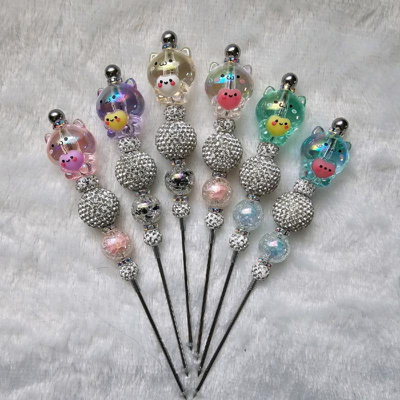 Multifunctional Handmade Stainless Steel Beaded Weeding Crafters Tool Rainbow Heart Cat Vinyl Weeding Sribe Pokey Tool