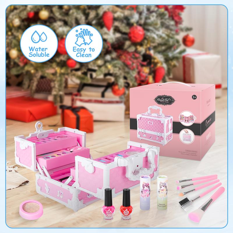 deAO Pretend Play Makeup Kit,Washable Makeup Kit with Unicorn Bag,Make Up Kit for Christmas Birthday Gifts