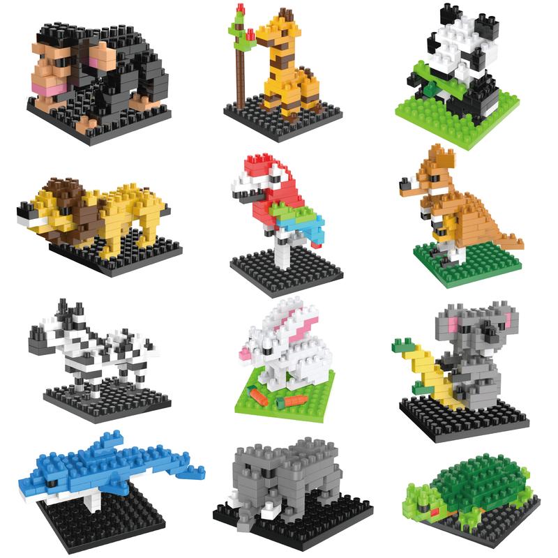 12PCS Mini Animal Building Blocks Educational Toys for Kids Toddlers