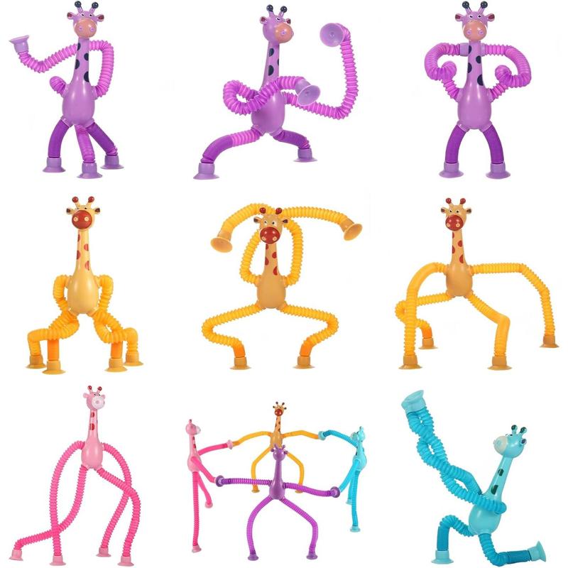 4 Pack Telescopic Suction Cup Giraffe Toy, Sensory Tubes for Toddler, Fidget Toys for 3 4 5 6 7 8 Year Old Boys Girls, Toddler Travel Toys,Christmas Stocking Stuffers for Kids