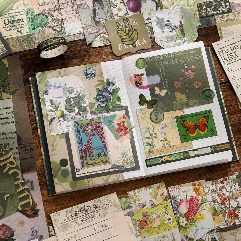 270 Pieces Scrapbooking Supplies Kit, Vintage Botanical Aesthetic Scrapbook Kit