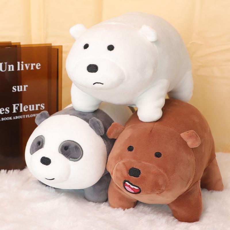 3Pcs Three Little Bears Cute Plush Toys, White Bear Brown Bear Panda Plush Toy Cartoon Bear Plush Toy, Funny Soft Cute Panda Doll Pillow, Home Decor, Decorative Statue Pillow, Birthday, Christmas, Valentine's Day Gift