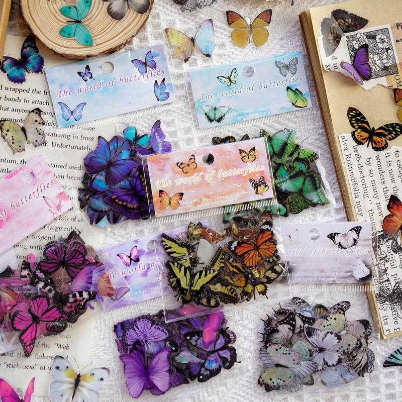 6 Packs Butterfly Garden Series Sticker, PVC Waterproof Sticker, Creative Multi-purpose Sticker For DIY Scrapbook, Phone & Laptop Decoration