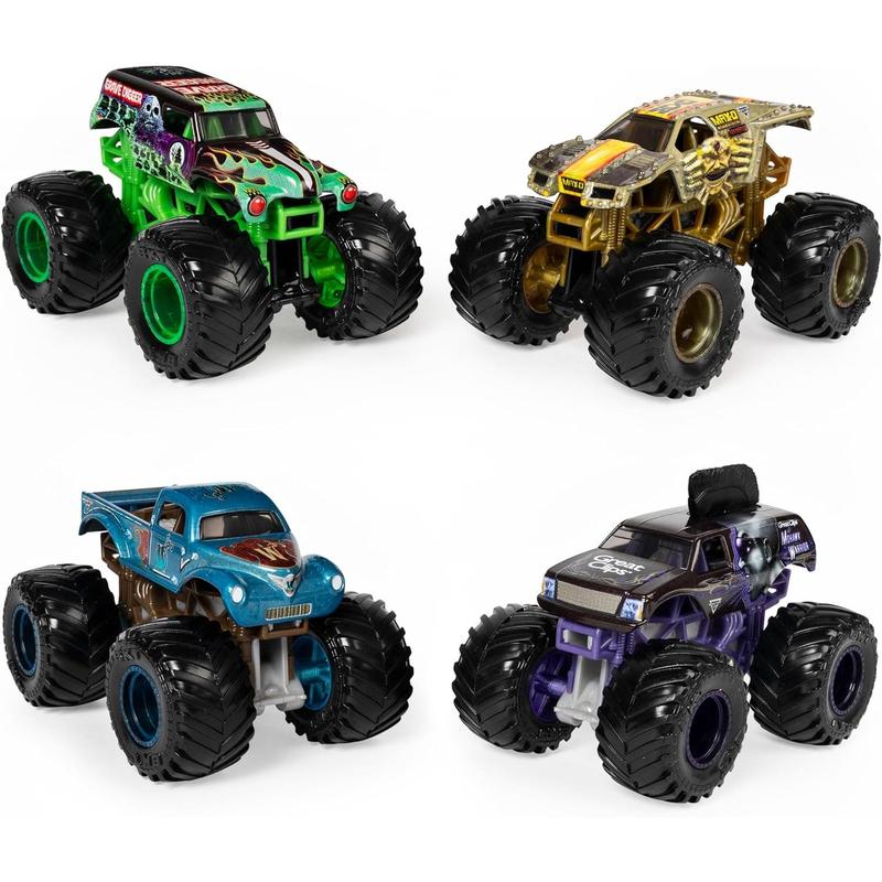 Monster Jam, Official Reveal The Steel 4-Pack of Color-Changing Die-Cast Monster Trucks, 1:64 Scale