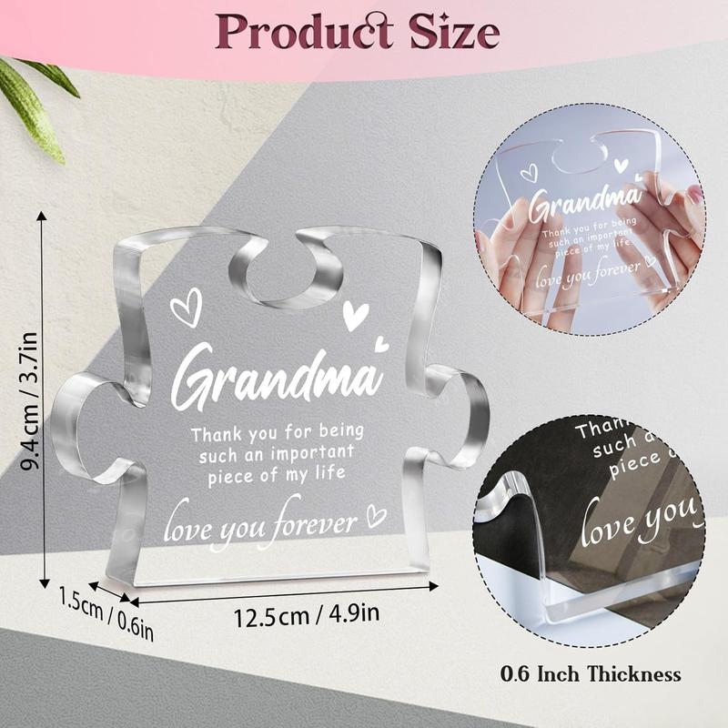 Grandma Gifts, Best Gifts for Grandma, Grandma Birthday Gifts - Engraved Acrylic Puzzle Piece, Christmas Thanksgiving Mothers Day Birthday Gifts for Grandma, Gifts Ideas for Grandma