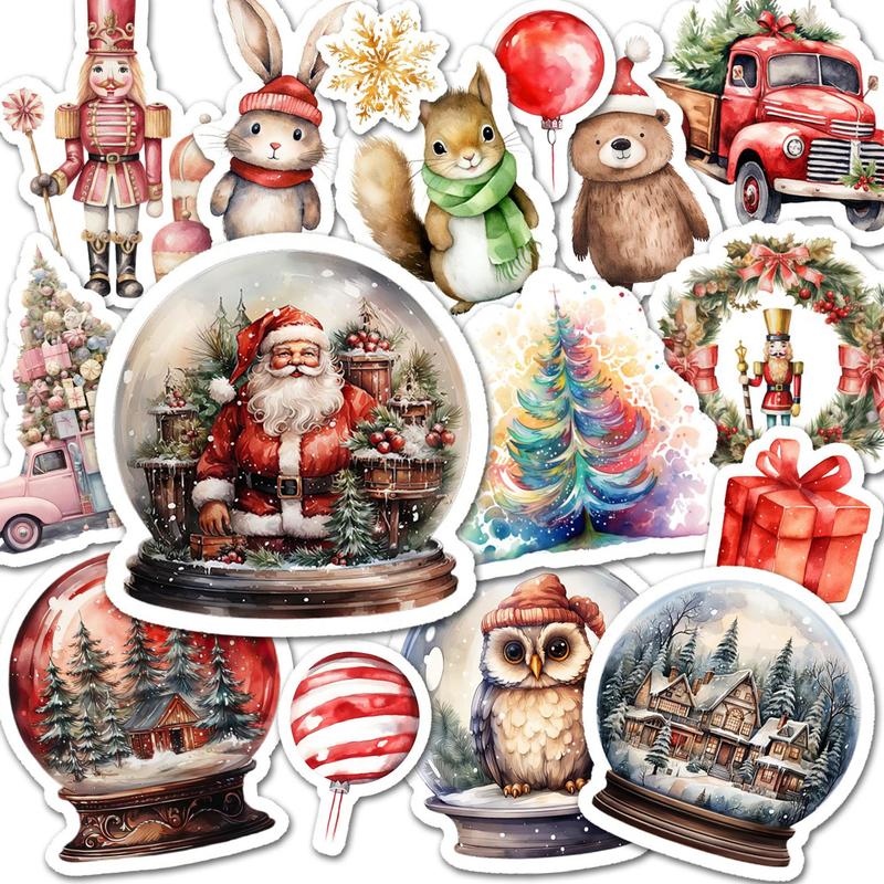 Christmas Themed Sticker, 99pcs set Self-adhesive Die Cut DIY Sticker, Perfect for Watercolor Art, Scrapbooking Supplies, Junk Journal Kits, DIY Crafts