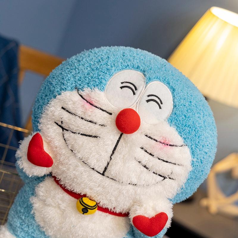 40cm Cute Doraemon Hand Heart Plush Toy Cuddly Pillow Fluffy Smiling Doraemon Plushies Lovely Kawaii Doll Xmas Gifts Girl