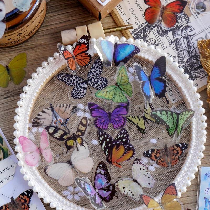 6 Packs Butterfly Garden Series Sticker, PVC Waterproof Sticker, Creative Multi-purpose Sticker For DIY Scrapbook, Phone & Laptop Decoration