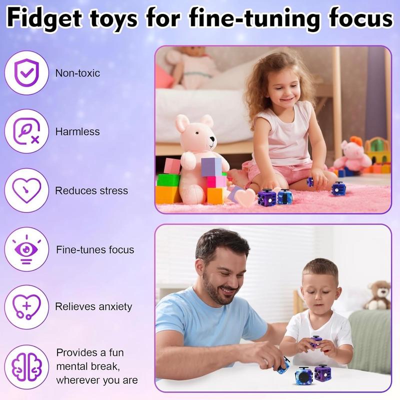  MOBECK Fidget Toy Cube, Cube Fidget Anxiety Relief Toys for Adults and Kids, 6 Sided Fidget Toys Cube Hand-Held for Adults, Audible Silent Fidget Toys for ADD ADHD OCD