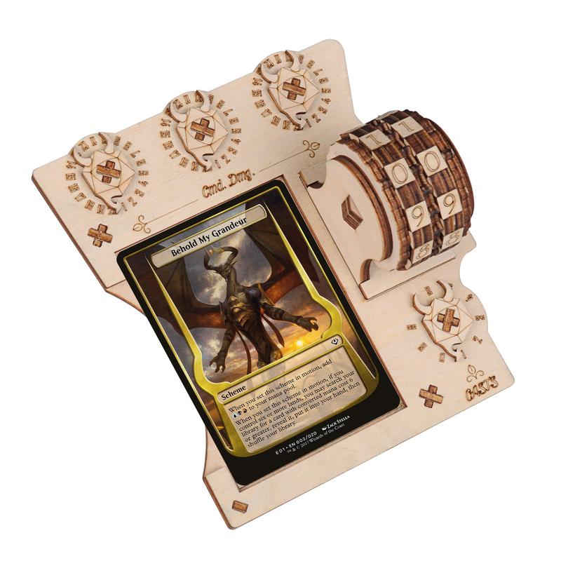  Commander EDH Command Zone Tray with Life Counter Wooden Compatible with Magic The Gathering