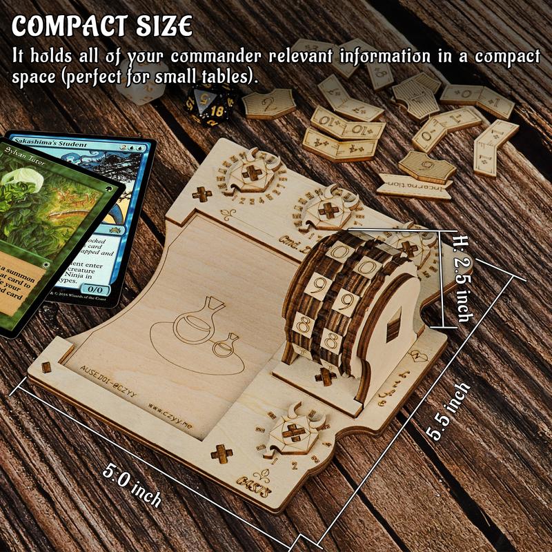  Commander EDH Command Zone Tray with Life Counter Wooden Compatible with Magic The Gathering