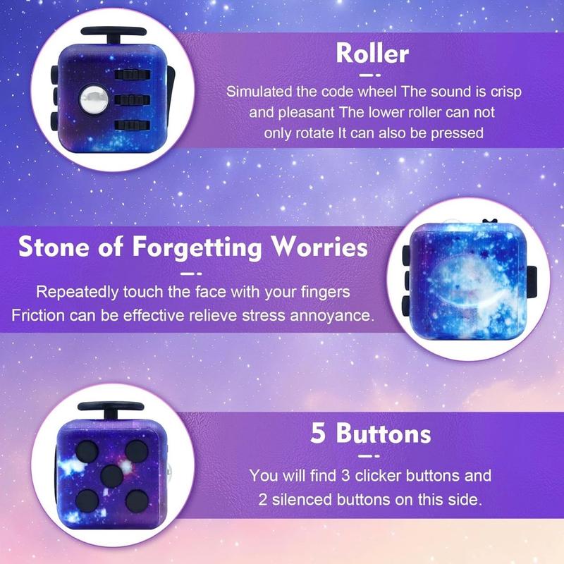  MOBECK Fidget Toy Cube, Cube Fidget Anxiety Relief Toys for Adults and Kids, 6 Sided Fidget Toys Cube Hand-Held for Adults, Audible Silent Fidget Toys for ADD ADHD OCD