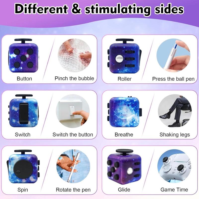  MOBECK Fidget Toy Cube, Cube Fidget Anxiety Relief Toys for Adults and Kids, 6 Sided Fidget Toys Cube Hand-Held for Adults, Audible Silent Fidget Toys for ADD ADHD OCD