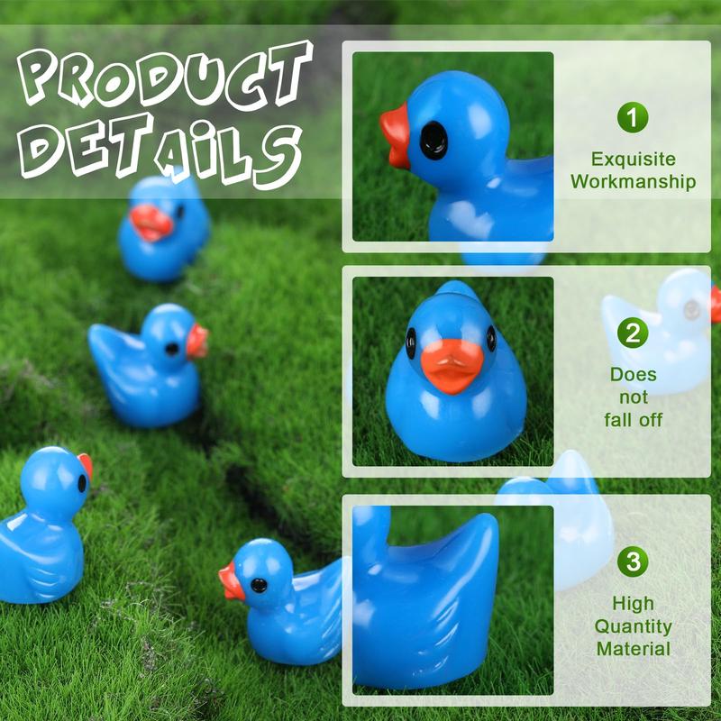 Mini Resin Duck Toys, 50pcs Cute Miniature Duck Figures, DIY Terrarium & Handmade School Supplies