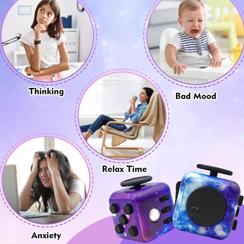  MOBECK Fidget Toy Cube, Cube Fidget Anxiety Relief Toys for Adults and Kids, 6 Sided Fidget Toys Cube Hand-Held for Adults, Audible Silent Fidget Toys for ADD ADHD OCD