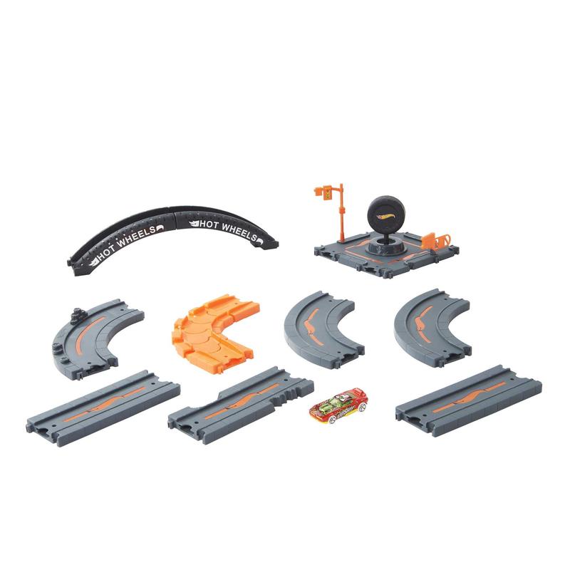 Hot Wheels City Track Pack, Set of 10 Basic Track Pieces with 1:64 Scale Toy Car, 20.63 in kids toys