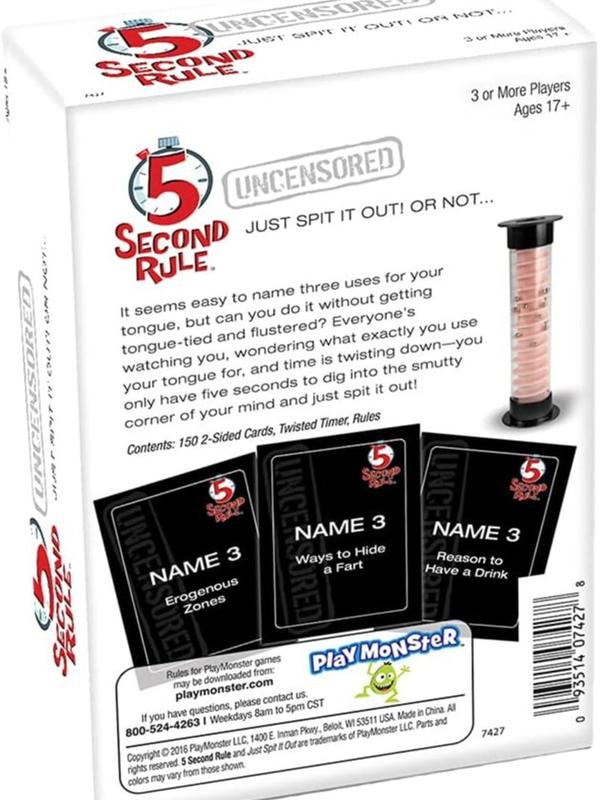 5 Second Rule Uncensored - Fun Card Game for Game Night with Friends - for Ages 17 and Up