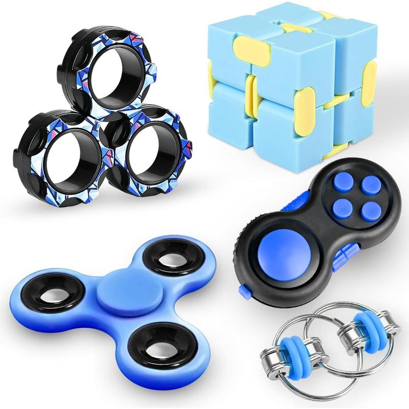 Fidget Toys Adults Set, Easter Basket Stuffers Gift for Kids Teen Cool Gadget Sensory Pack with Figette Spinner Cube ADHD Anxiety Relief Stress Magnetic Ring Office Desk Manget Toy for Boys