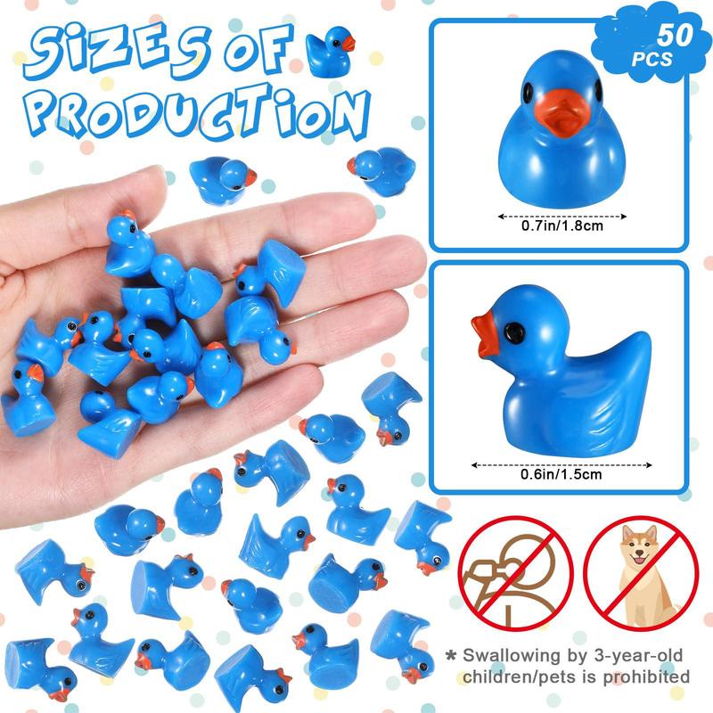 Mini Resin Duck Toys, 50pcs Cute Miniature Duck Figures, DIY Terrarium & Handmade School Supplies