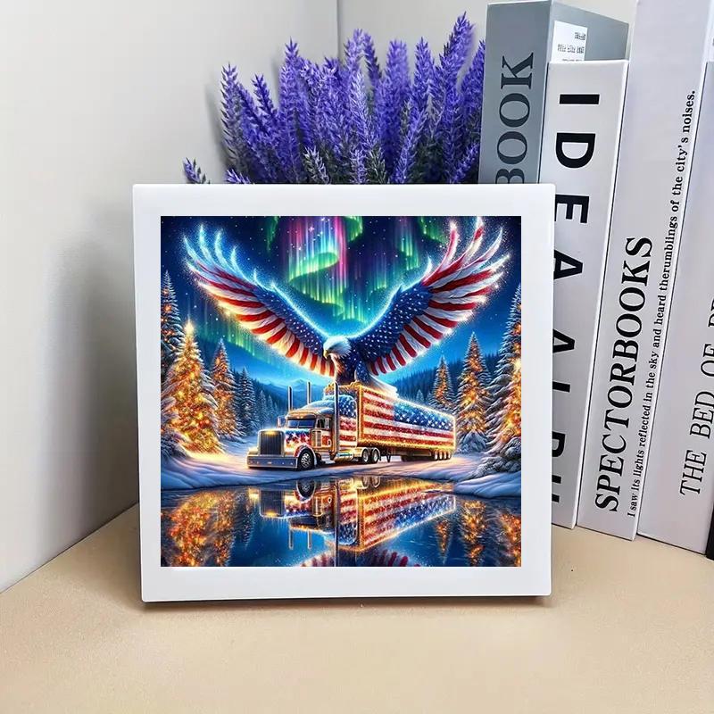 Eagle & Truck Pattern DIY Diamond Arts Colorful Painting Kit without Frame, DIY 5D Diamond Arts Colorful Painting Kit, Wall Art Decor for Home