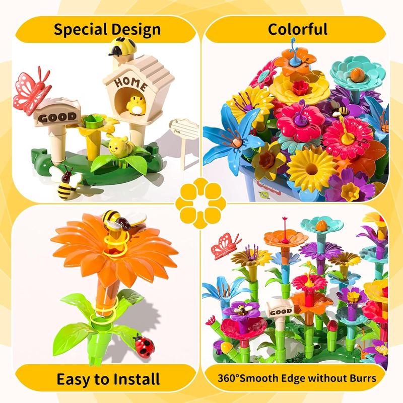 Christmas Gift Garden Building Toys Educational Flower Stacking Toys Play Set