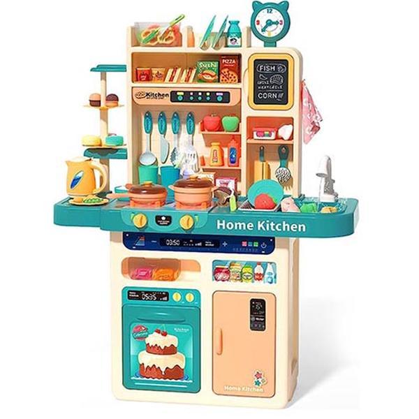 CUTE STONE 93PCS  Kitchen Playset,Play Kitchen Toy with Realistic Lights & Sounds,Pretend Steam,Play Sink & Oven,Color Changing Play Food,Menu Board