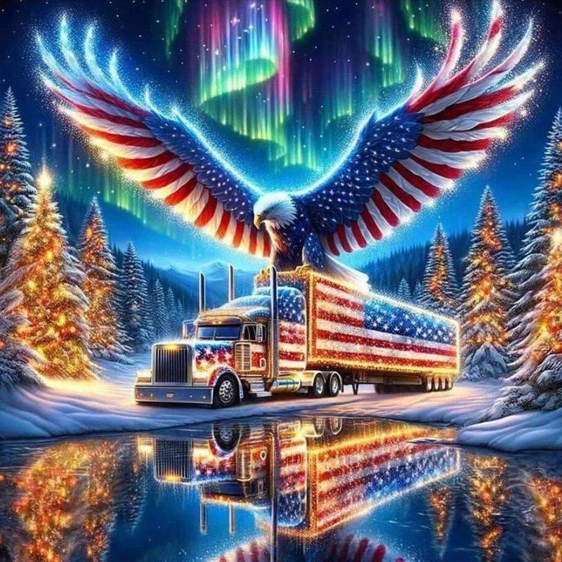 Eagle & Truck Pattern DIY Diamond Arts Colorful Painting Kit without Frame, DIY 5D Diamond Arts Colorful Painting Kit, Wall Art Decor for Home