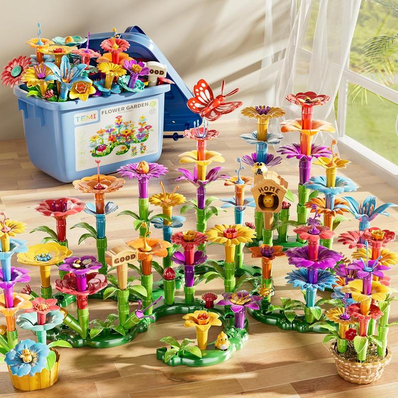 Christmas Gift Garden Building Toys Educational Flower Stacking Toys Play Set