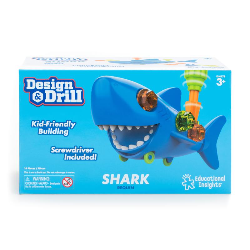 Educational Insights Design & Drill Shark - Take Apart Toy, 13 Pieces, Kid-Friendly Screwdriver, Toddler STEM Toy, Gift for Ages 3+