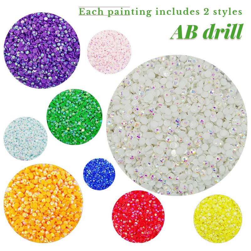 5D Diamond Arts Colorful Painting Kit, Round & Square Diamond, Kit with AB Drills, DIY Decorative Art Painting for Beginner