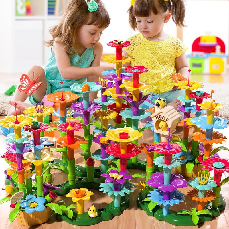 Christmas Gift Garden Building Toys Educational Flower Stacking Toys Play Set