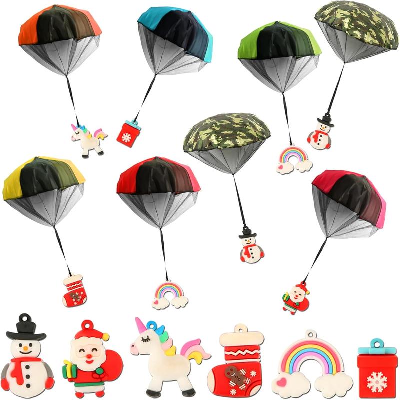 8 Pack Stocking Stuffers for Teens, Christmas Parachute Toys for  4-8 8-12 Xmas Party Favors Outdoor Hand Throw Flying Toys Goodie Bag Fillers Christmas Classroom Gifts