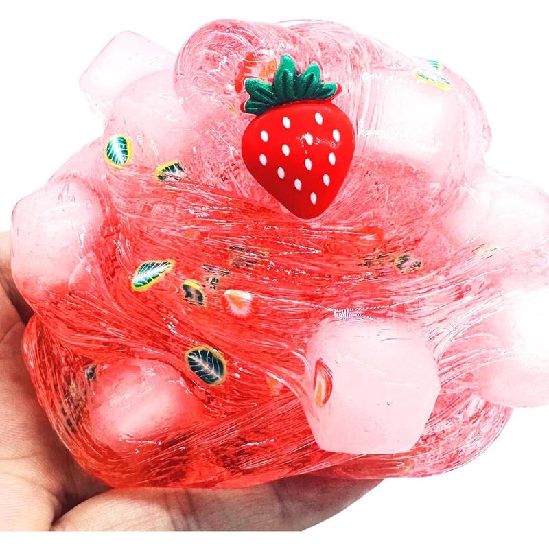 6 Pack Jelly Cube Crunchy Slime Kit, Clear Crunchy Slime, Super Soft Sludge Toy with Cute Charms, Party Favors for Girls and Boys