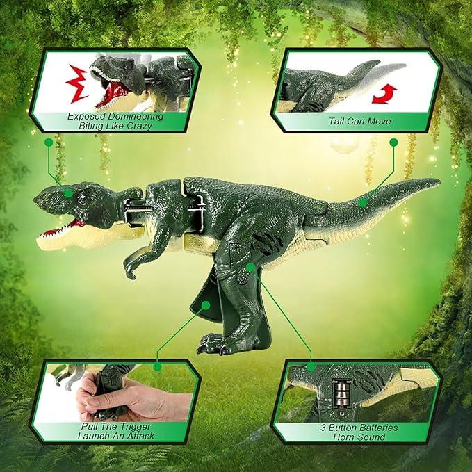 Telescopic Dino Grabber with Roar Sound - Dinosaur Retractable Toys Trigger T-Rex Twisting and Swinging Spring Fidget Toy for Kids Gift on Birthday or Christmas