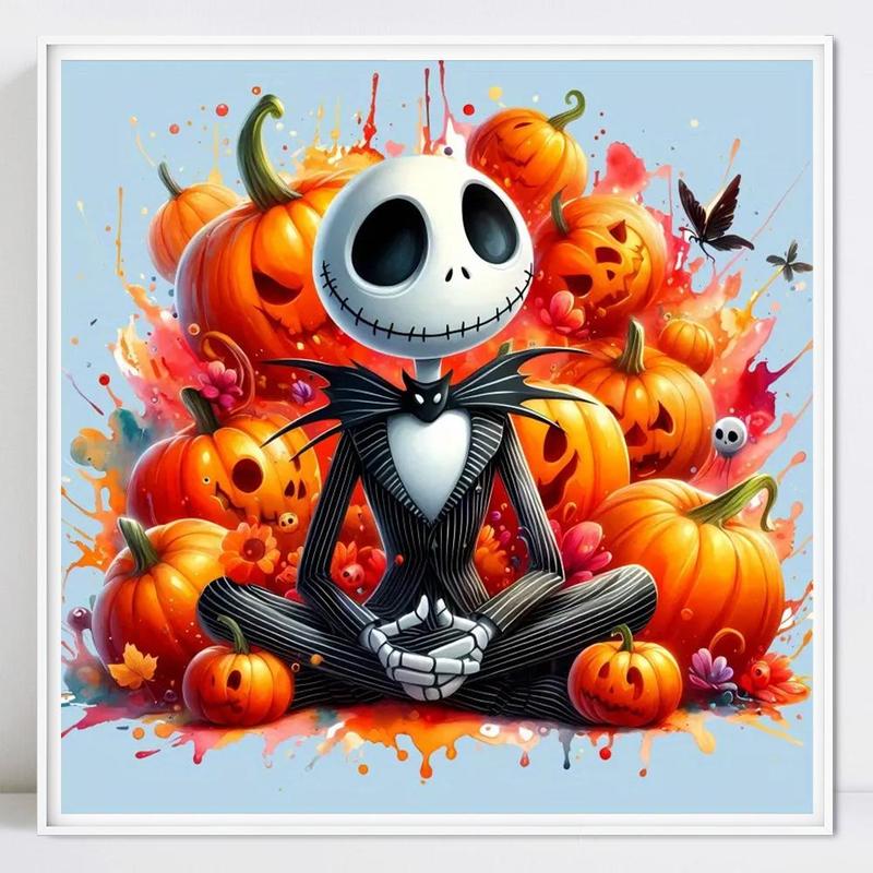 Jack Skellington Pattern DIY Diamond Arts Colorful Painting Kit without Frame, 5D Diamond Arts Decor Painting by Numbers Kit, DIY Wall Art Decor