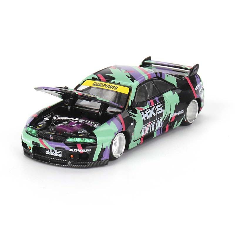 Nissan Skyline GT-R (R33) HKS V1 – Black Green (Kaido House x Mini GT) Diecast 1:64 Scale Model - TSM KHMG129