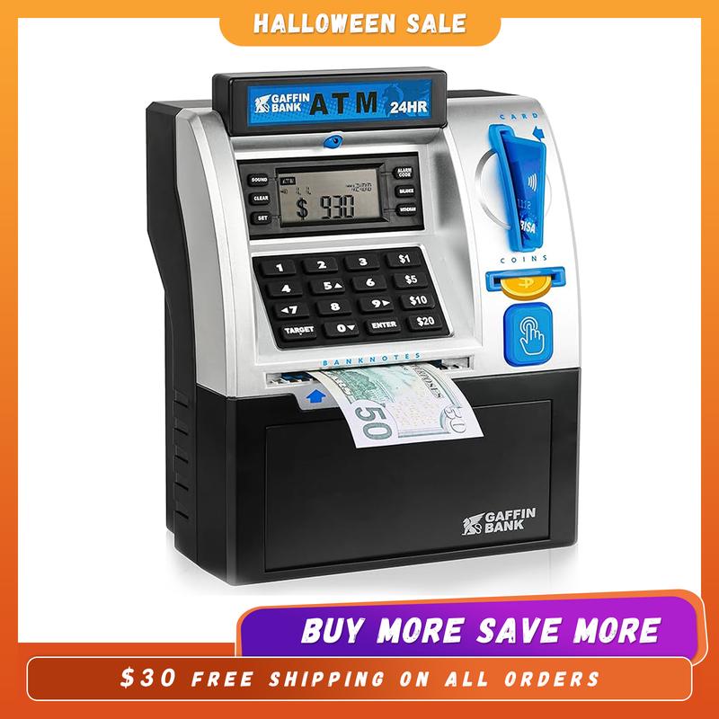 Talgic Kids Piggy Bank ATM Toy, a fun, interactive way to teach kids about money savings. With a realistic ATM keypad, password security, and the ability to save both coins and bills, it’s perfect for birthdays, holidays, TALGICKEV