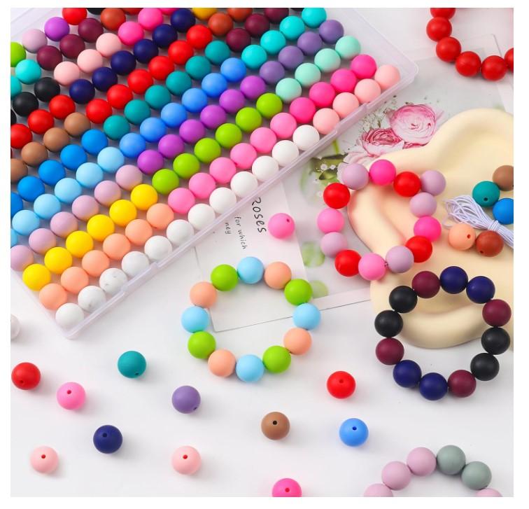 160PCS Silicone Beads,25 Colors 15mm Silicone Beads Bulk for Keychain Making Silicone Rubber Focal Beads for Pens Keychain Beadable Pen Beads for Necklace Jewelry Bracelets DIY Crafts Making