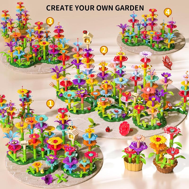 Christmas Gift Garden Building Toys Educational Flower Stacking Toys Play Set